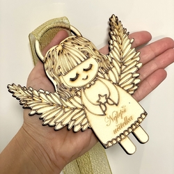 Dřevěný anděl  15 cm - "Nejlepší učitelka"