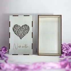 Dřevěná krabička na fotografie "Naše svatba"  10x15 cm
